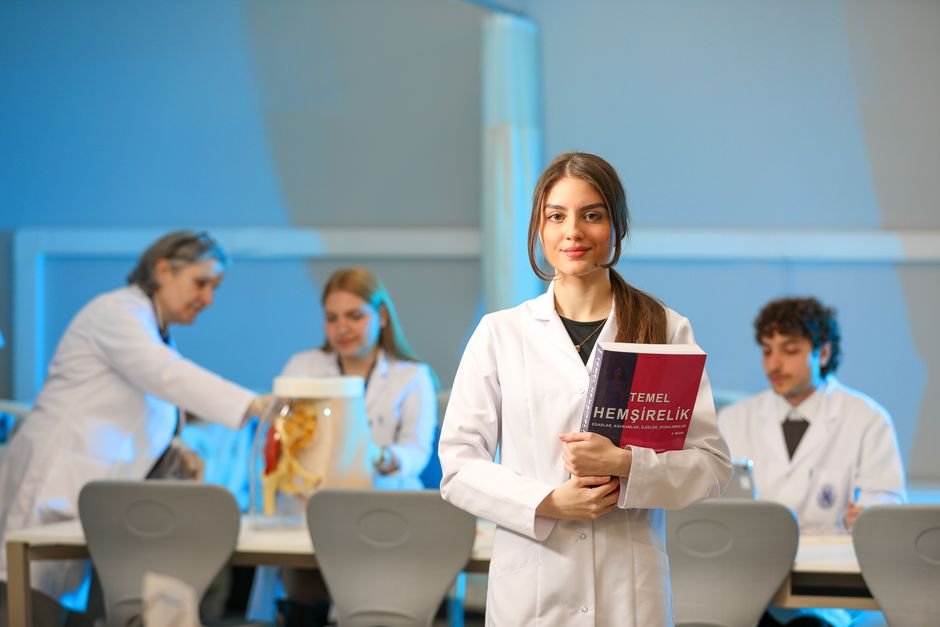 Nursing students practicing clinical skills in a simulation lab