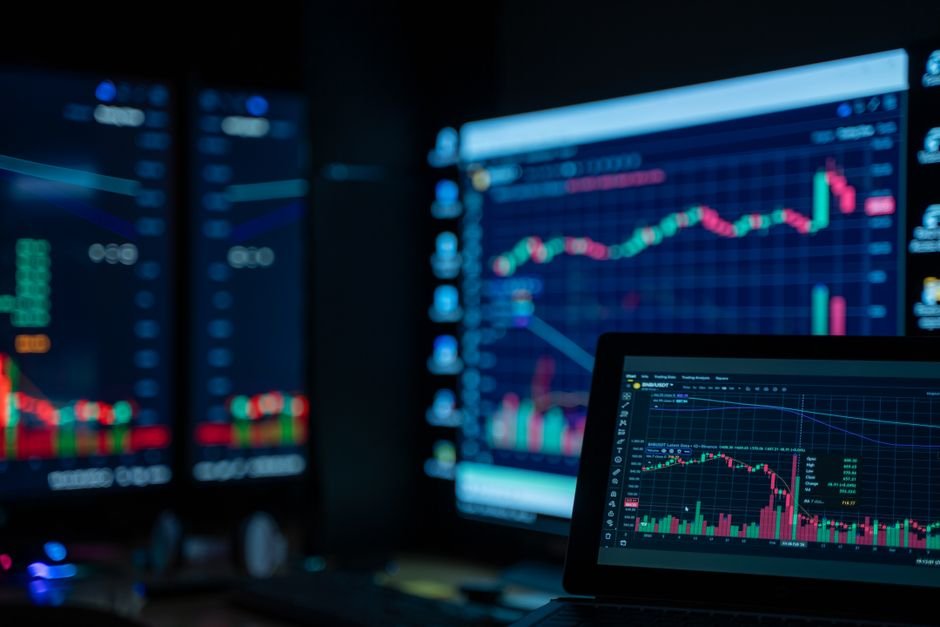 Digital stock market charts studied at the top universities in USA for finance